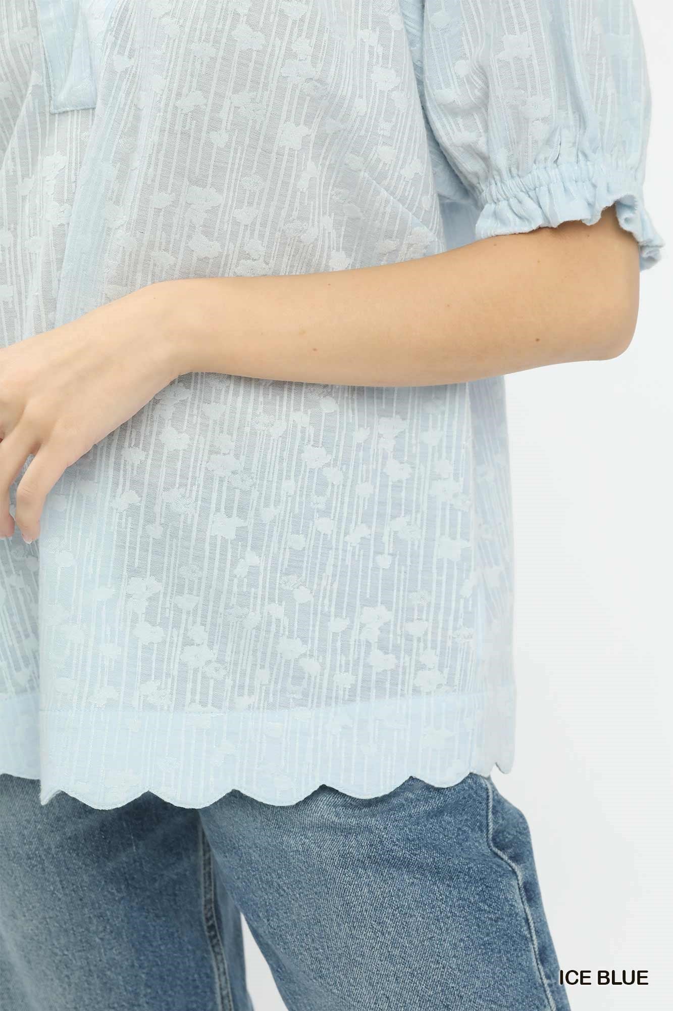 Umgee Textured Pintuck Blouse - Bitsy Gypsy Boutique