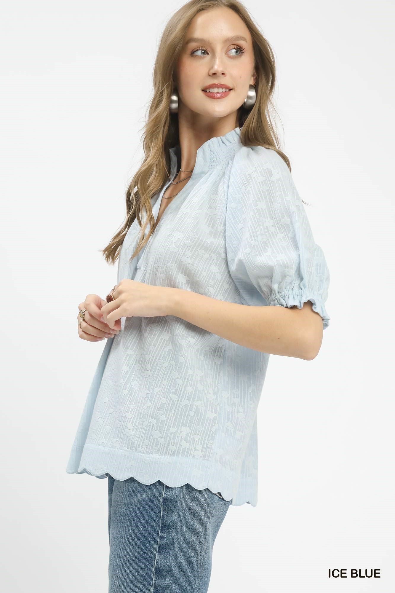 Umgee Textured Pintuck Blouse - Bitsy Gypsy Boutique