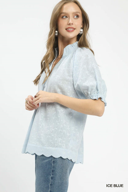 Umgee Textured Pintuck Blouse - Bitsy Gypsy Boutique