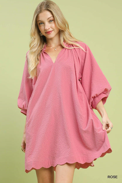 Umgee Textured Pocket Mini Dress - Bitsy Gypsy Boutique