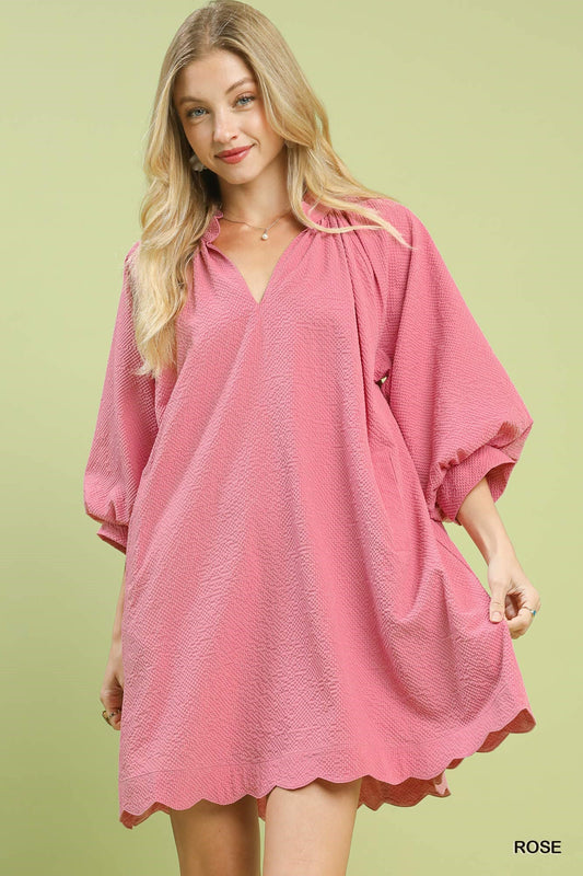 Umgee Textured Pocket Mini Dress - Bitsy Gypsy Boutique