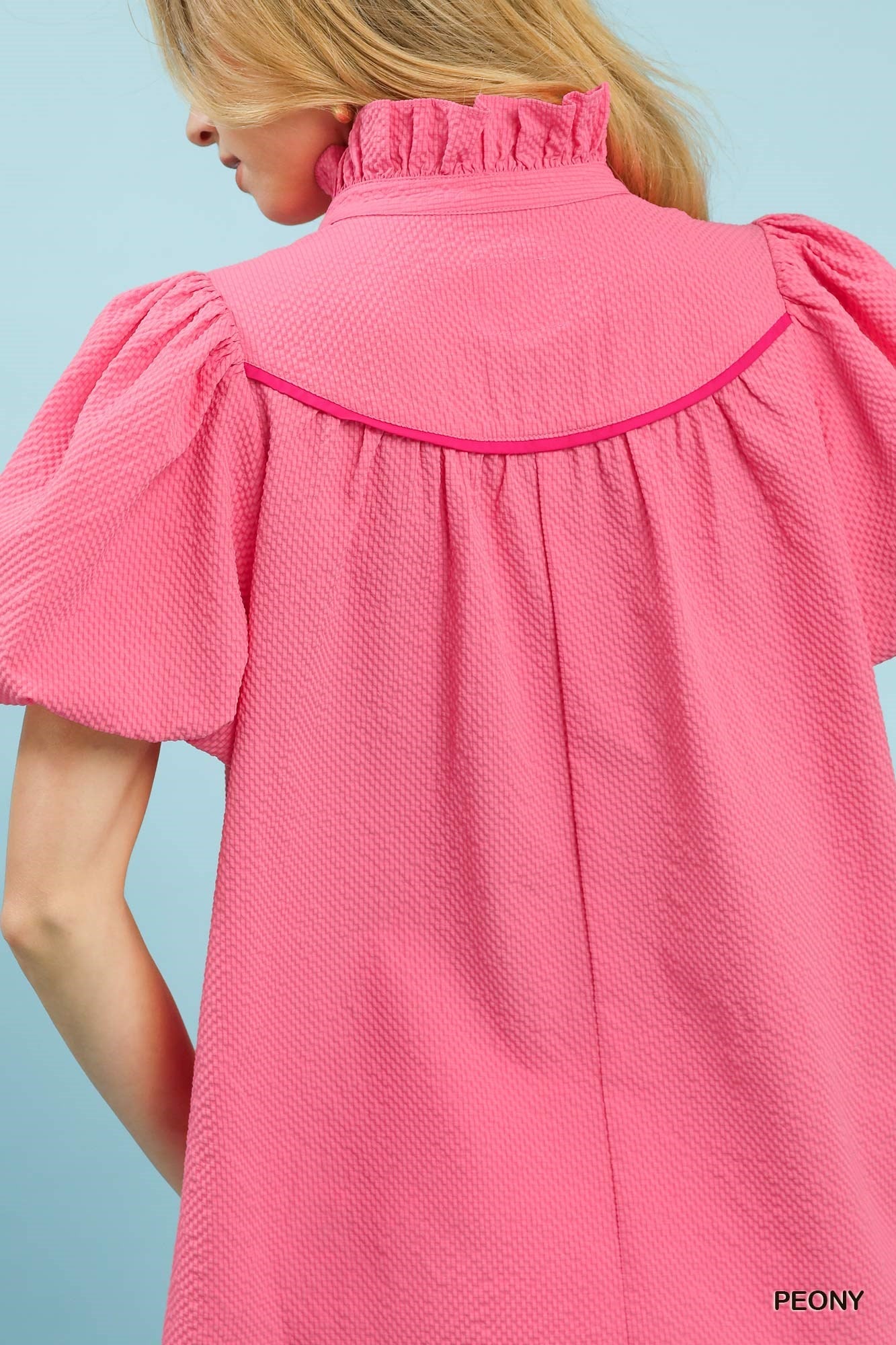 Umgee Textured Puff Sleeve Blouse - Bitsy Gypsy Boutique