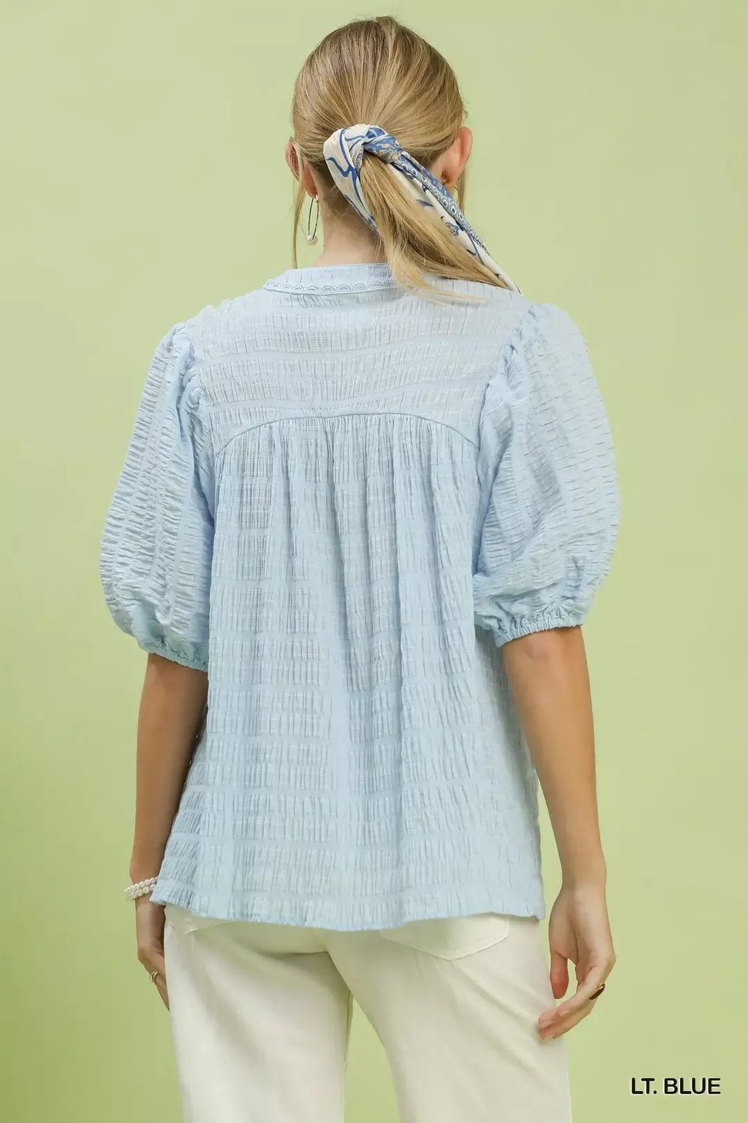 Umgee Textured Puff Sleeve Blouse - Bitsy Gypsy Boutique