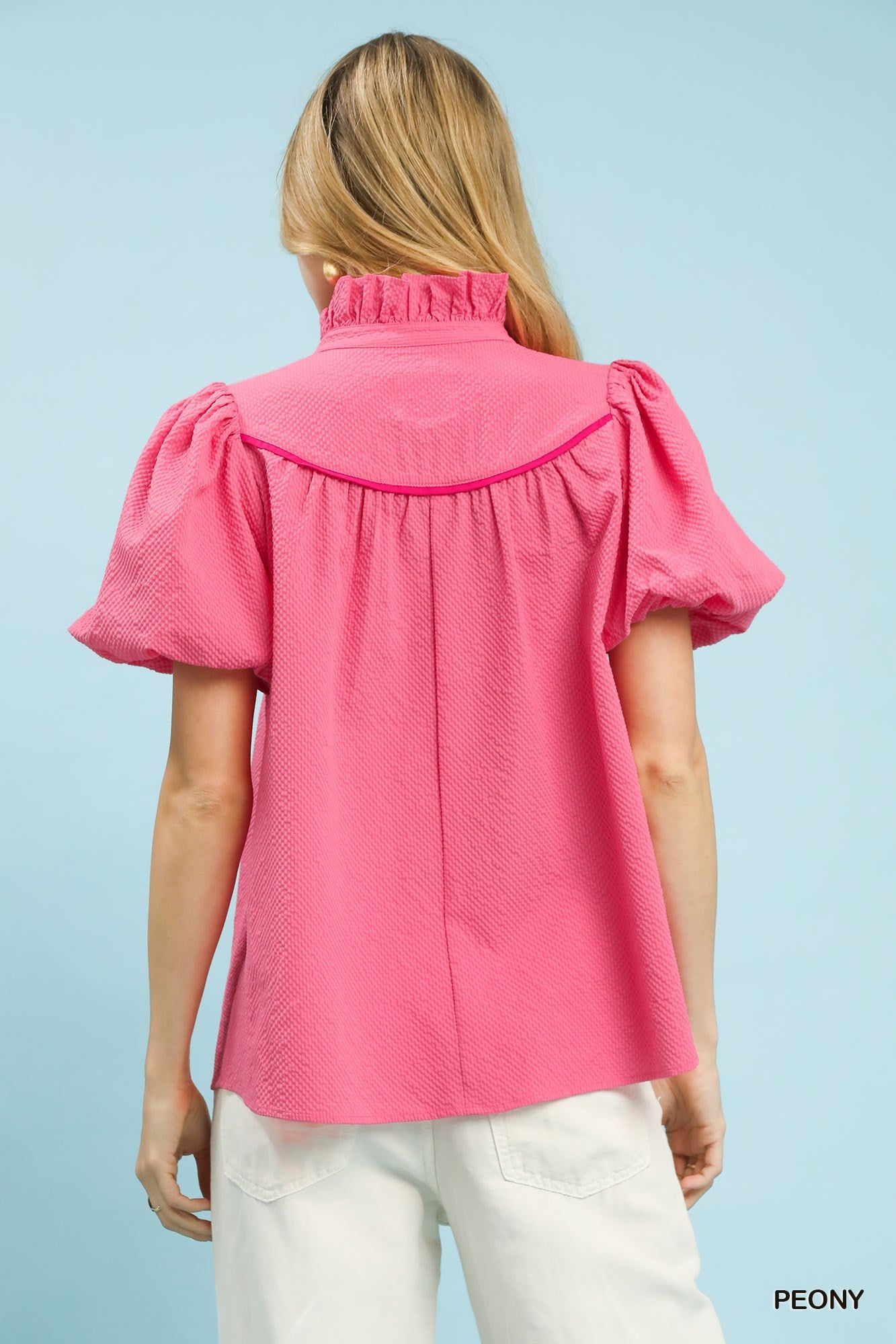 Umgee Textured Puff Sleeve Blouse - Bitsy Gypsy Boutique