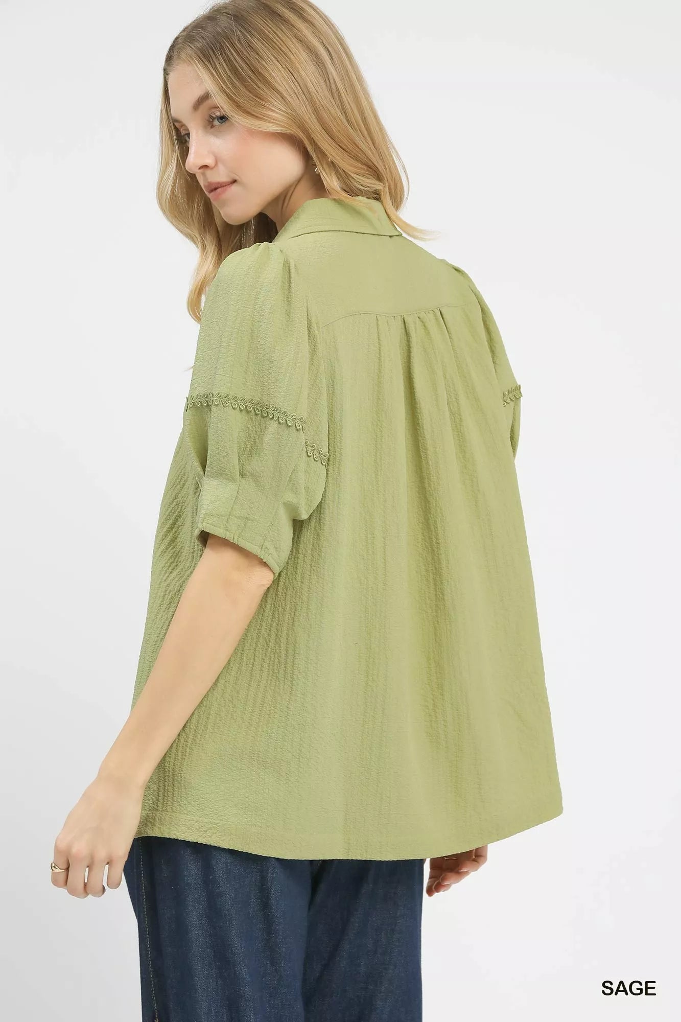 Umgee Textured Puff Sleeve Top - Bitsy Gypsy Boutique