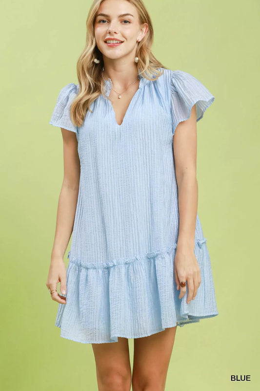 Umgee Textured Ruffle Hem Mini Dress - Bitsy Gypsy Boutique