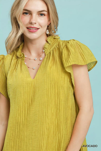 Umgee Textured Ruffle Hem Mini Dress - Bitsy Gypsy Boutique