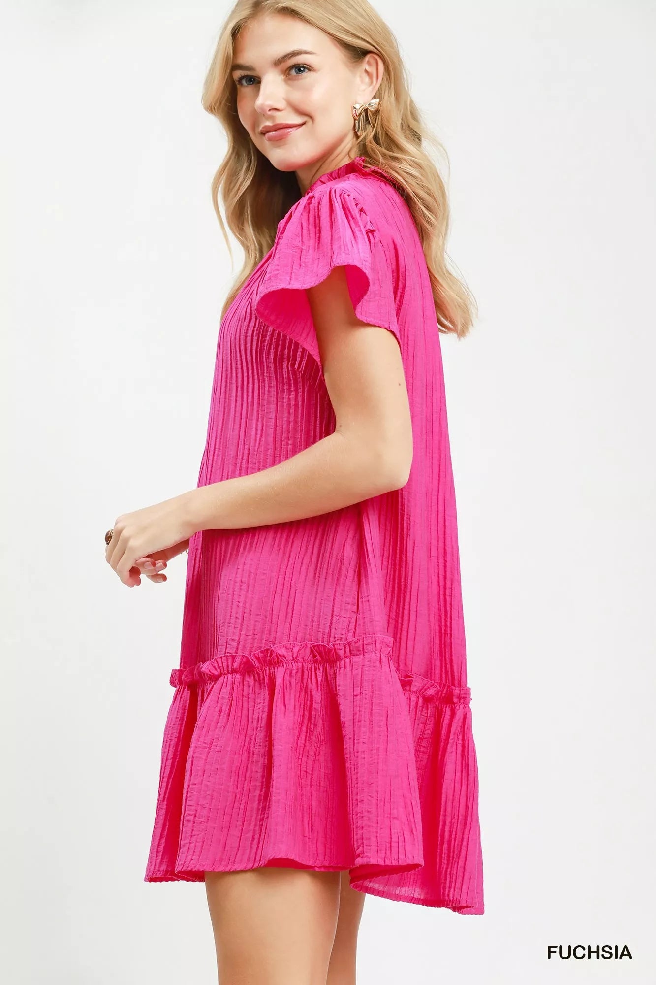 Umgee Textured Ruffle Hem Mini Dress - Bitsy Gypsy Boutique