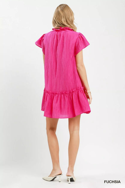 Umgee Textured Ruffle Hem Mini Dress - Bitsy Gypsy Boutique