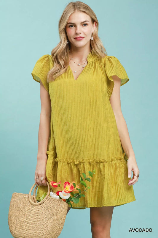 Umgee Textured Ruffle Hem Mini Dress - Bitsy Gypsy Boutique