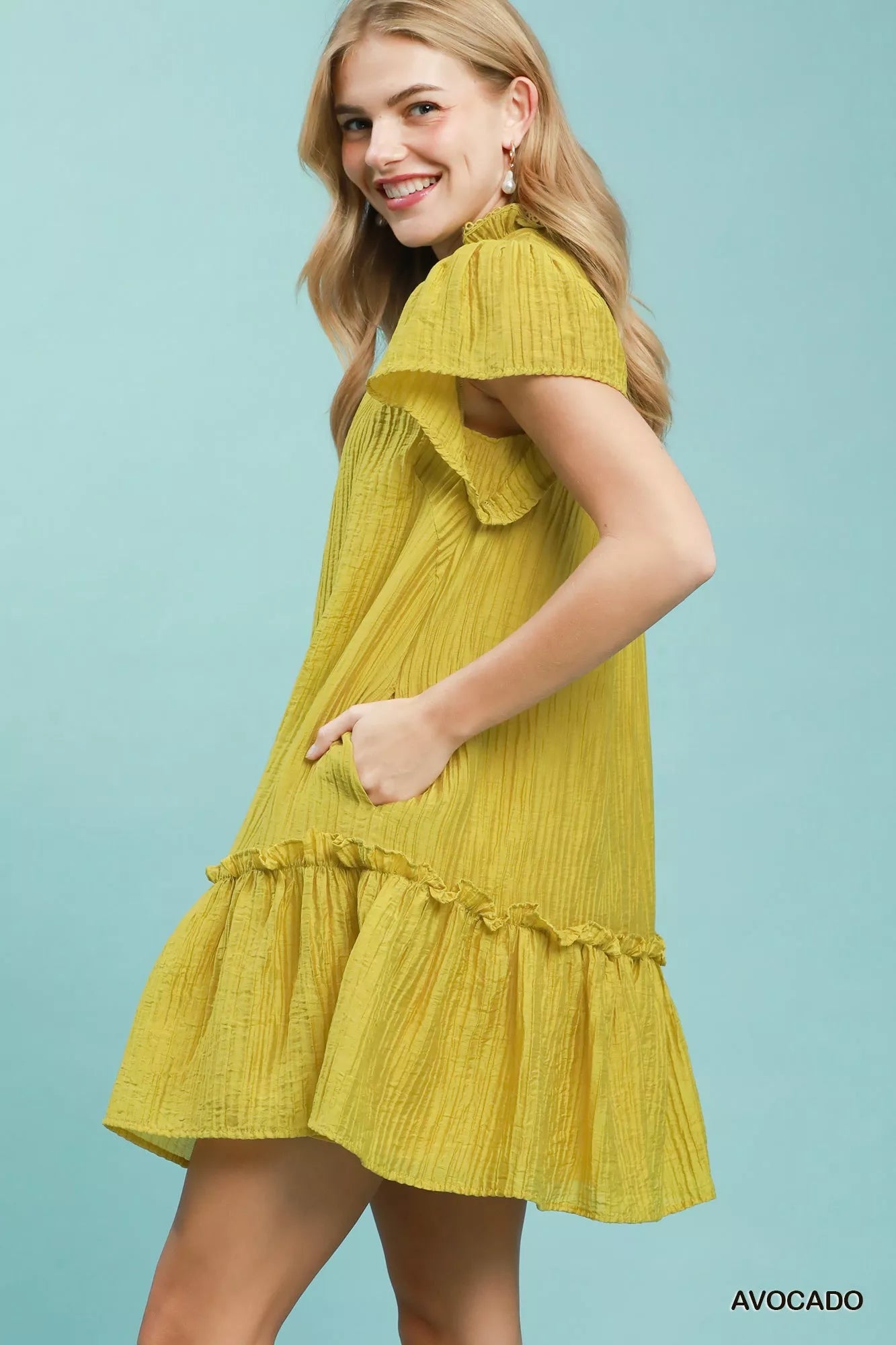 Umgee Textured Ruffle Hem Mini Dress - Bitsy Gypsy Boutique