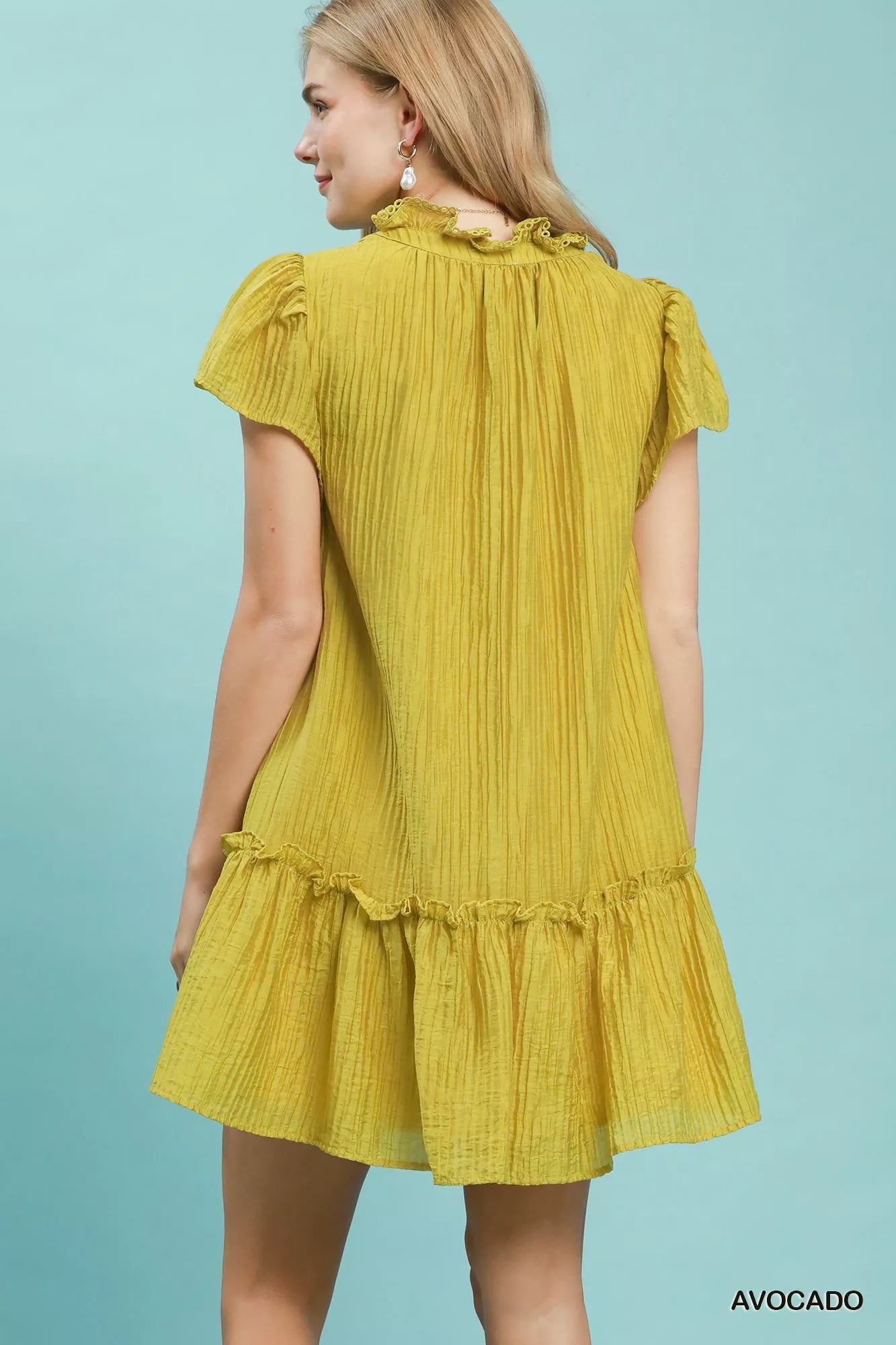 Umgee Textured Ruffle Hem Mini Dress - Bitsy Gypsy Boutique