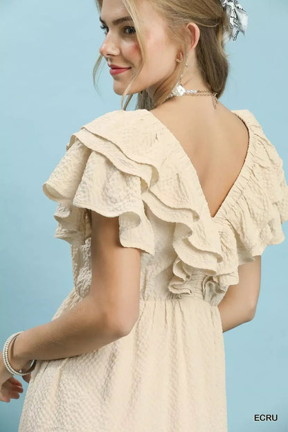 Umgee Textured Ruffle Midi Dress - Bitsy Gypsy Boutique