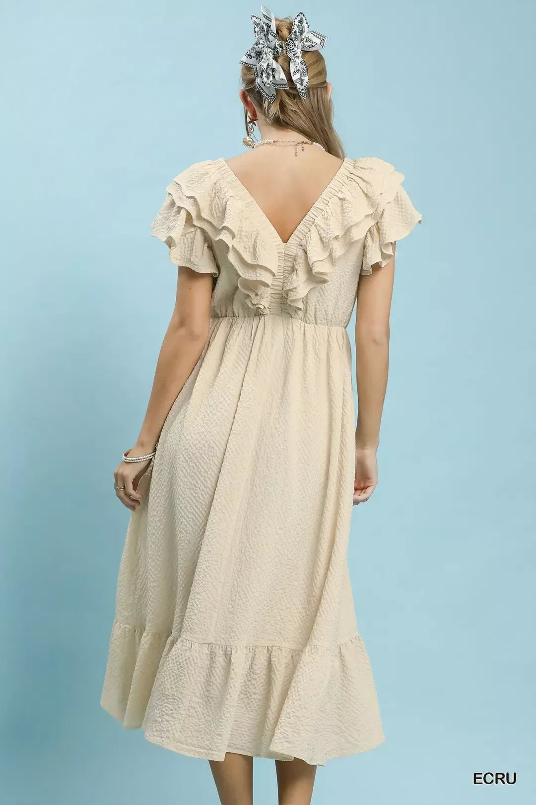 Umgee Textured Ruffle Midi Dress - Bitsy Gypsy Boutique