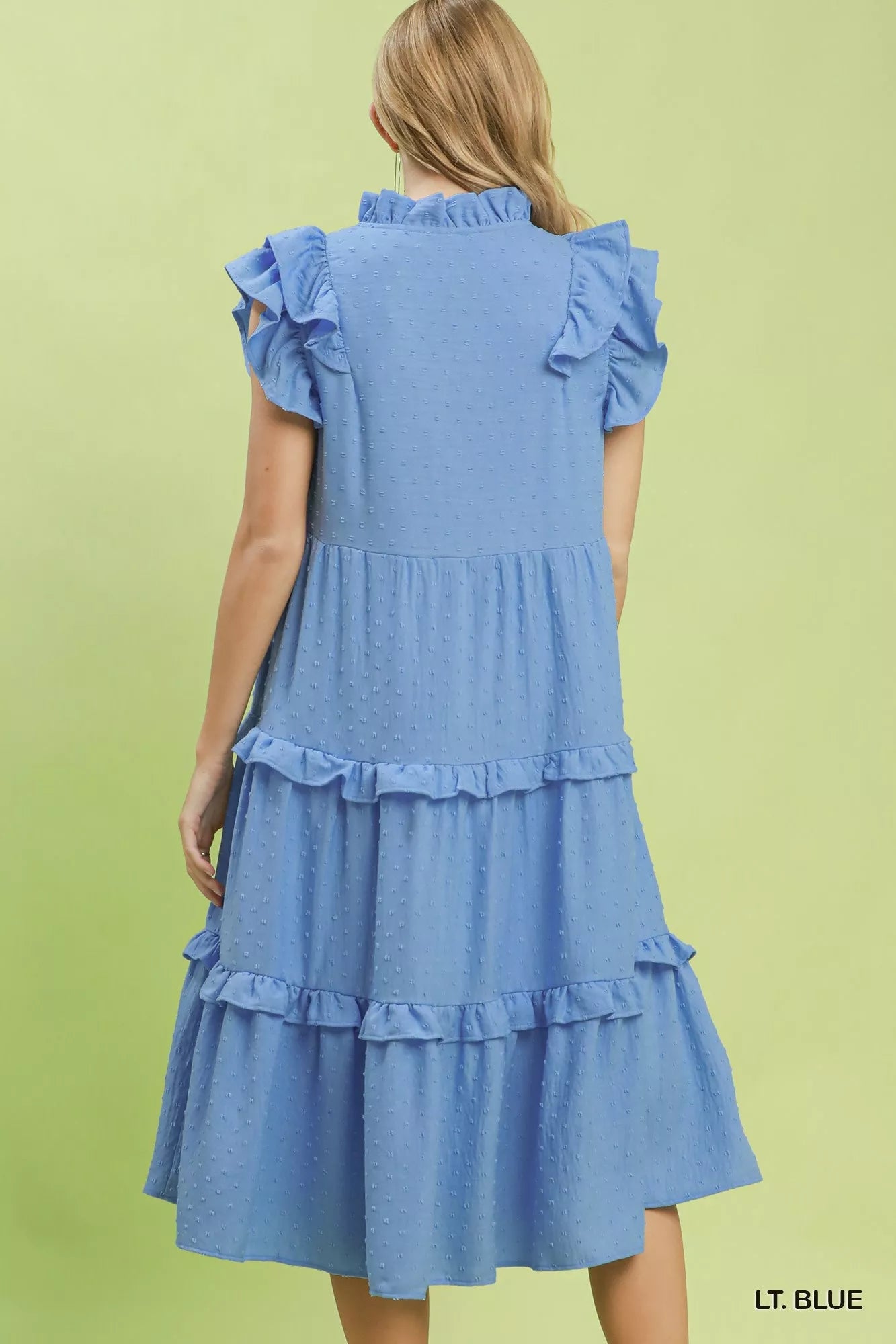 Umgee Textured Ruffle Sleeve Tiered Midi Dress - Bitsy Gypsy Boutique