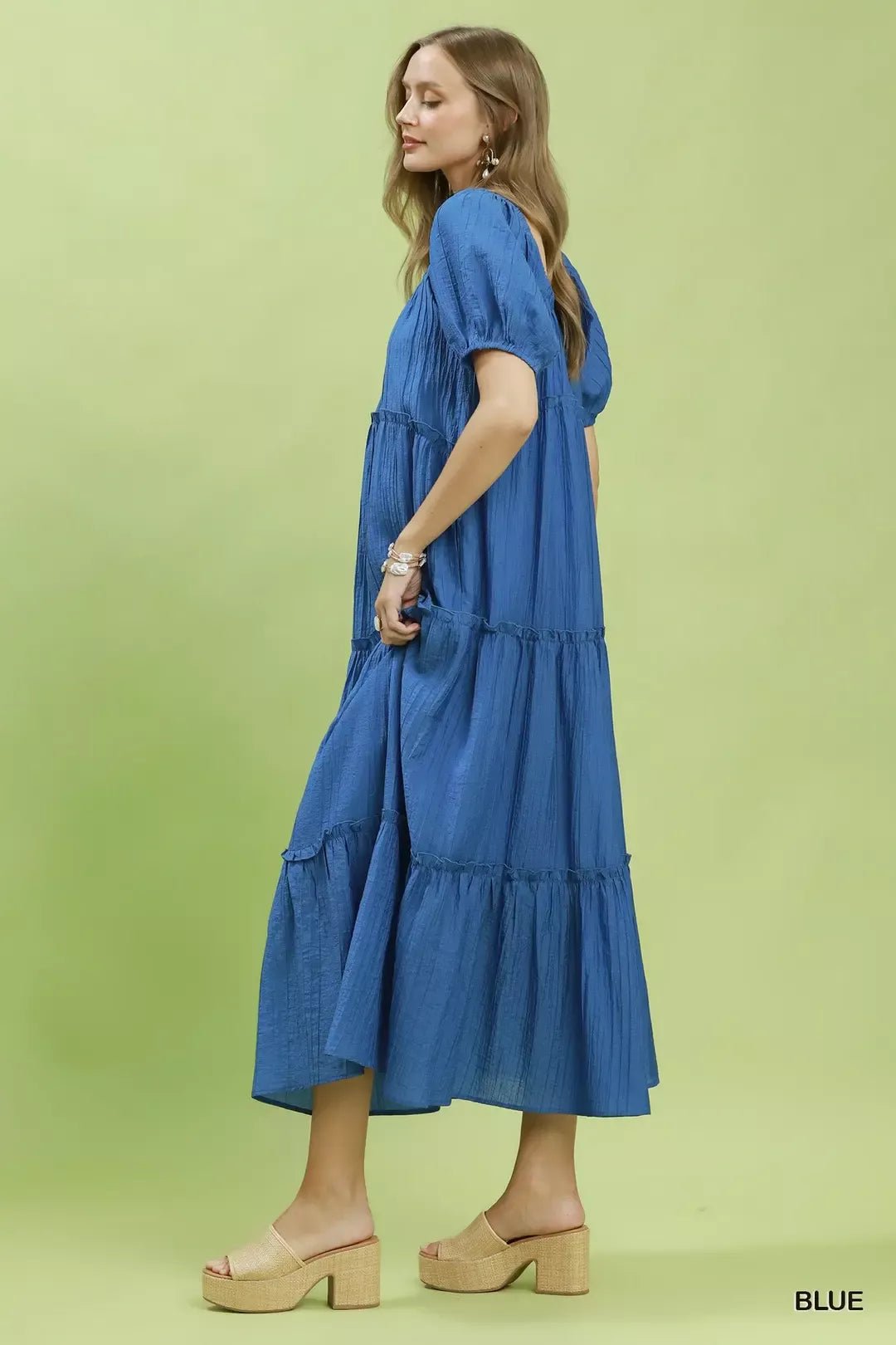 Umgee Textured Tiered Midi Dress - Bitsy Gypsy Boutique