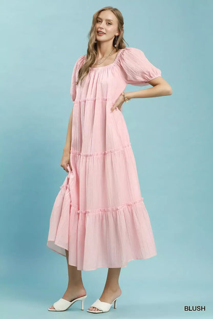 Umgee Textured Tiered Midi Dress - Bitsy Gypsy Boutique