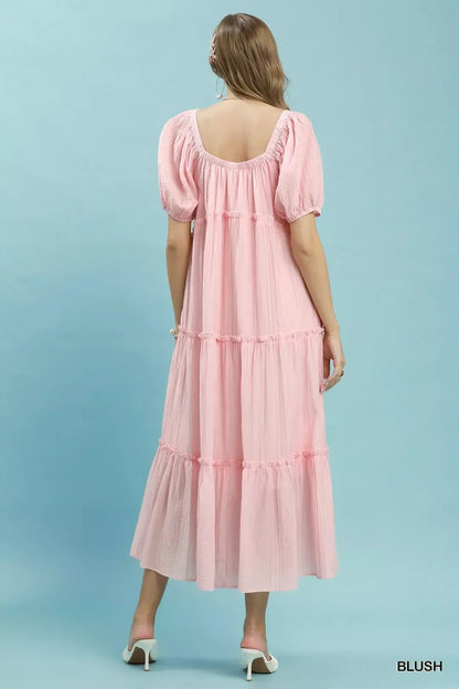Umgee Textured Tiered Midi Dress - Bitsy Gypsy Boutique