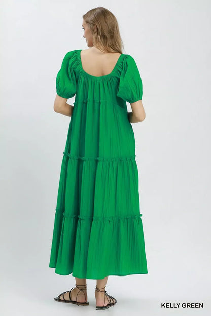 Umgee Textured Tiered Midi Dress - Bitsy Gypsy Boutique