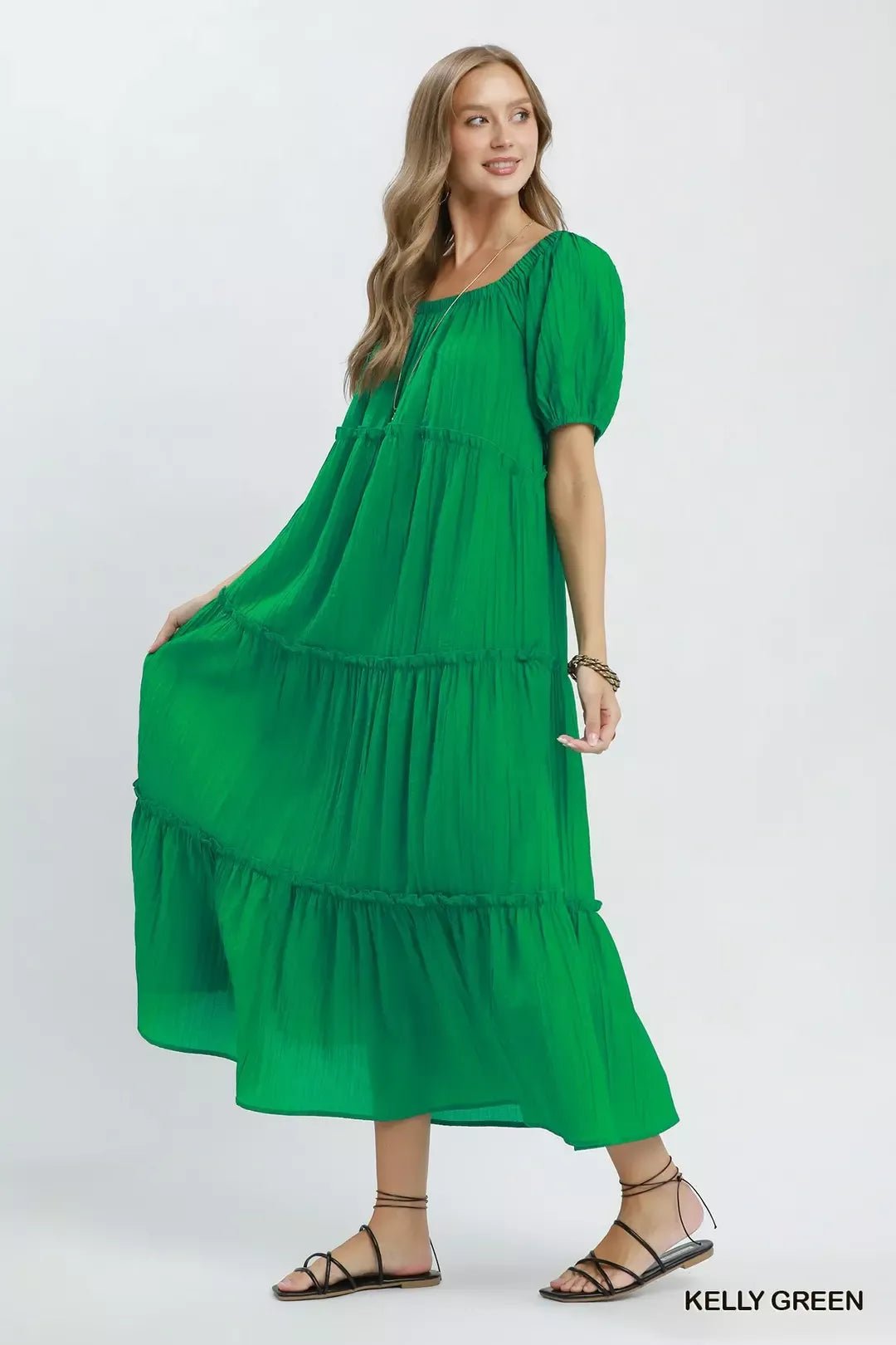 Umgee Textured Tiered Midi Dress - Bitsy Gypsy Boutique