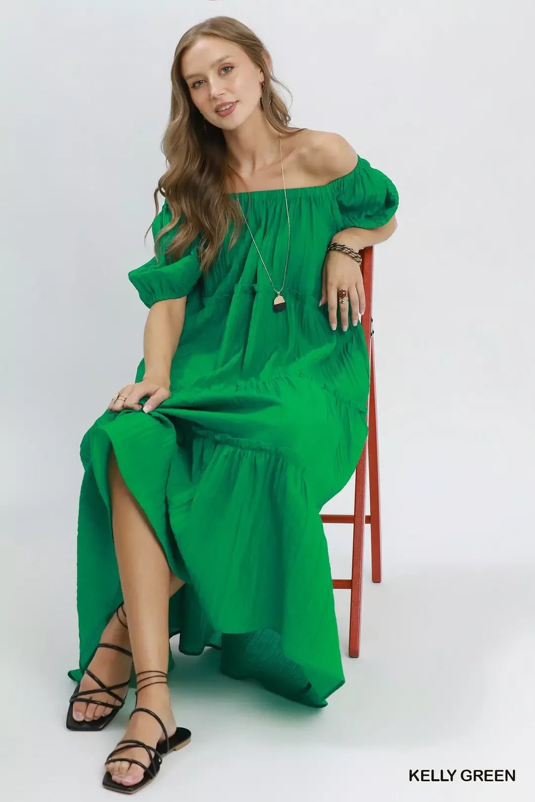 Umgee Textured Tiered Midi Dress - Bitsy Gypsy Boutique