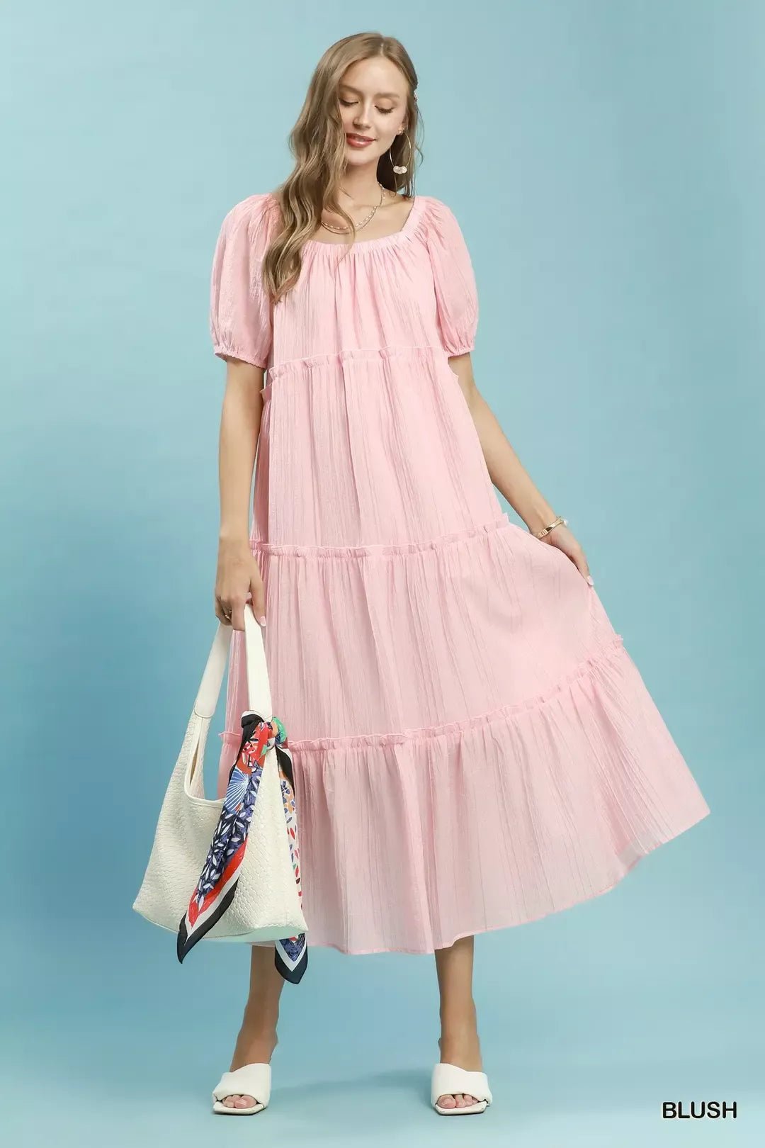 Umgee Textured Tiered Midi Dress - Bitsy Gypsy Boutique