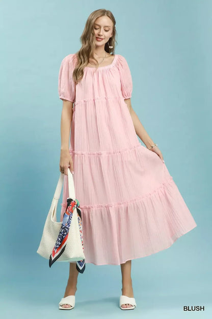 Umgee Textured Tiered Midi Dress - Bitsy Gypsy Boutique