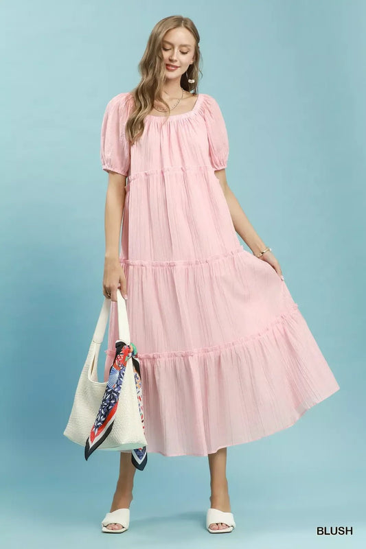 Umgee Textured Tiered Midi Dress - Bitsy Gypsy Boutique