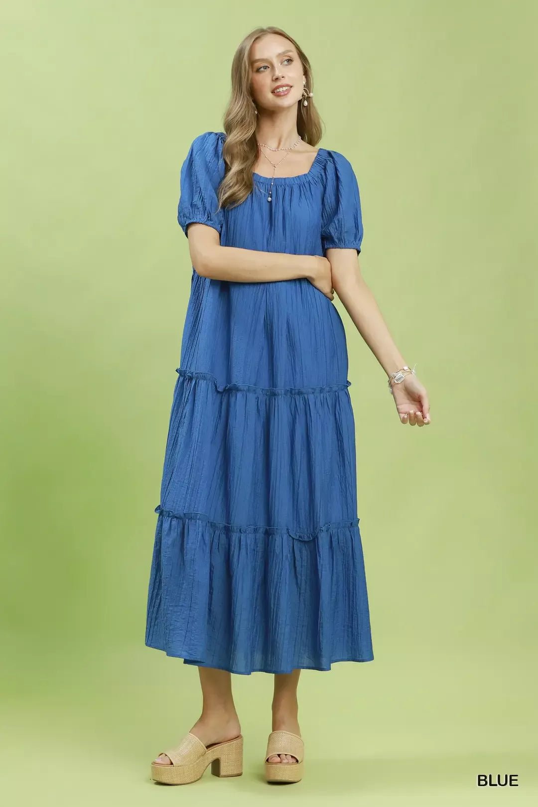Umgee Textured Tiered Midi Dress - Bitsy Gypsy Boutique