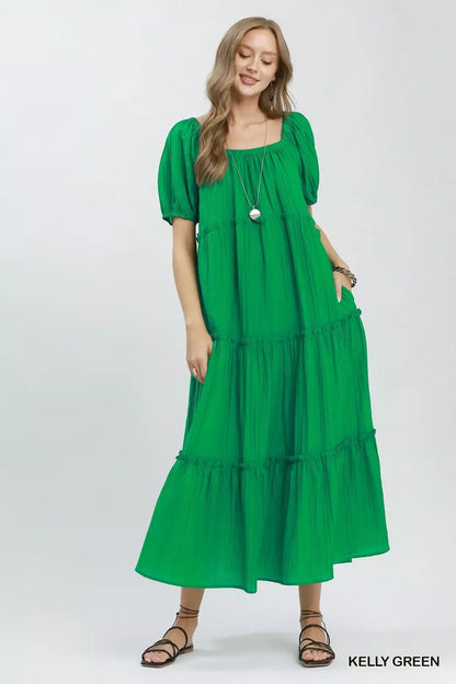 Umgee Textured Tiered Midi Dress - Bitsy Gypsy Boutique