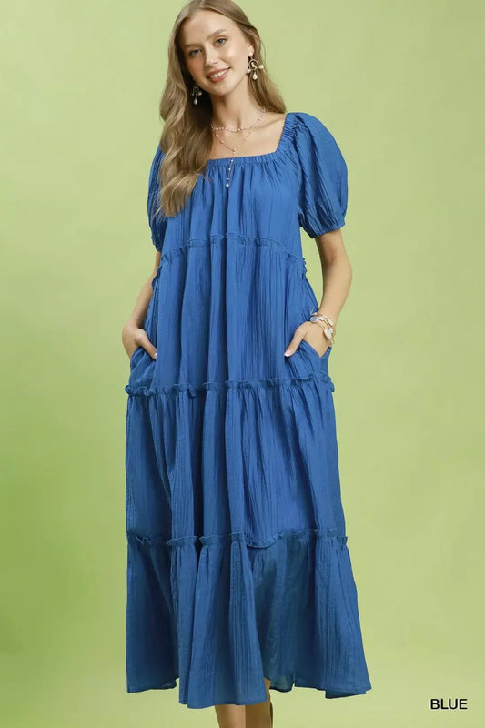 Umgee Textured Tiered Midi Dress - Bitsy Gypsy Boutique