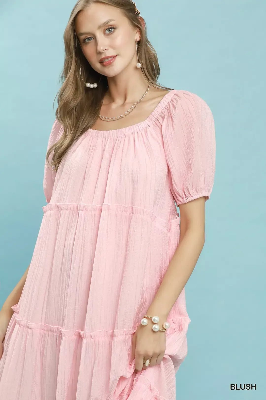 Umgee Textured Tiered Midi Dress - Bitsy Gypsy Boutique