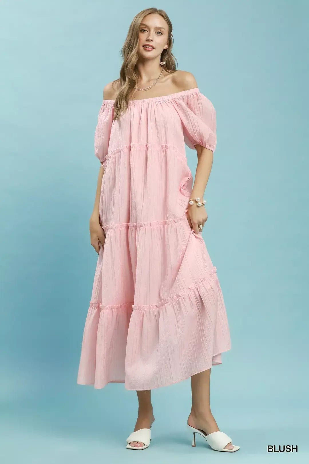 Umgee Textured Tiered Midi Dress - Bitsy Gypsy Boutique