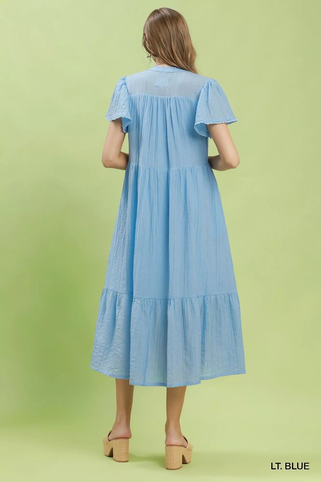 Umgee Textured Tiered Midi Dress with Side Pockets - Bitsy Gypsy Boutique