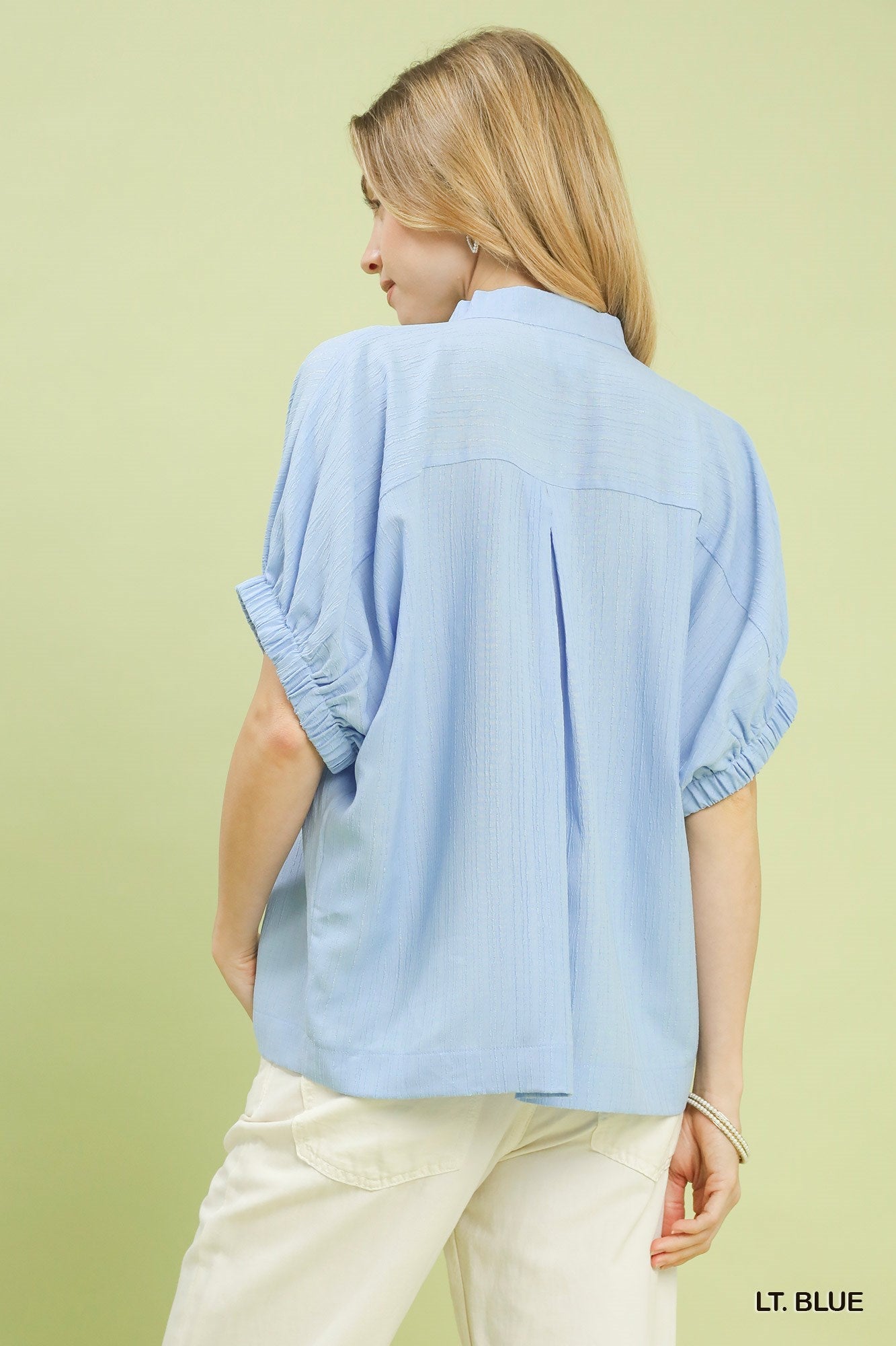 Umgee Textured V - Neck Blouse - Bitsy Gypsy Boutique