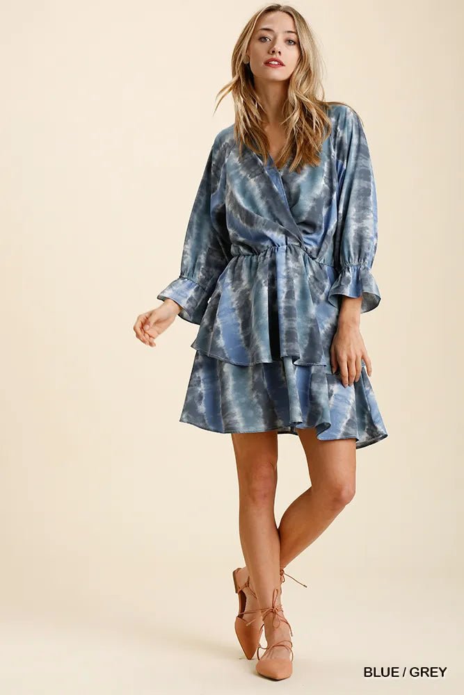 Umgee Tie Dye Ruffled Layered Dress with Elastic Waistband - Bitsy Gypsy Boutique