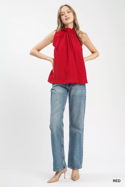 Umgee Tie - Neck Ruffle Halter Boho Top - Bitsy Gypsy Boutique