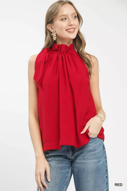Umgee Tie - Neck Ruffle Halter Boho Top - Bitsy Gypsy Boutique