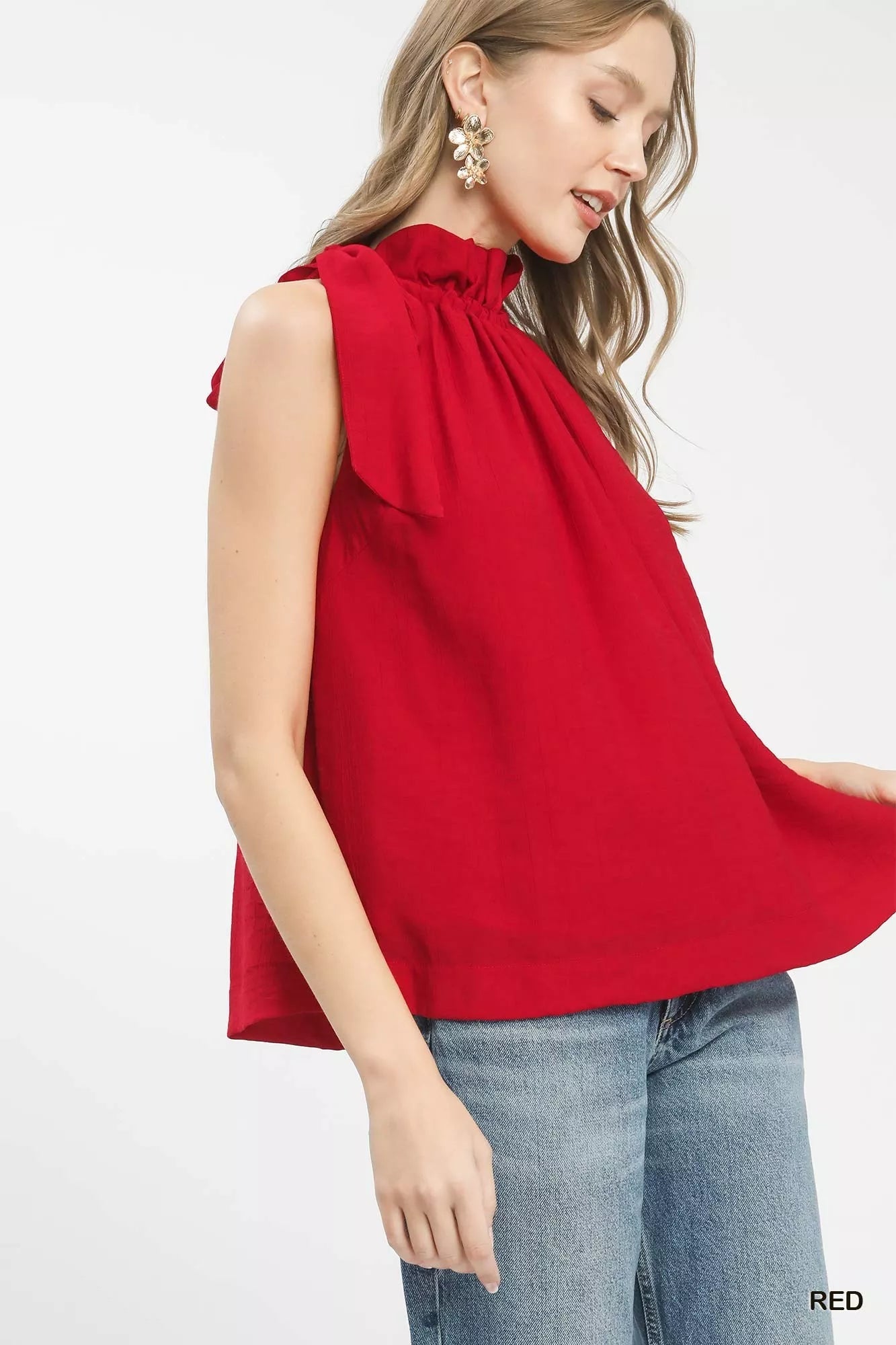 Umgee Tie - Neck Ruffle Halter Boho Top - Bitsy Gypsy Boutique