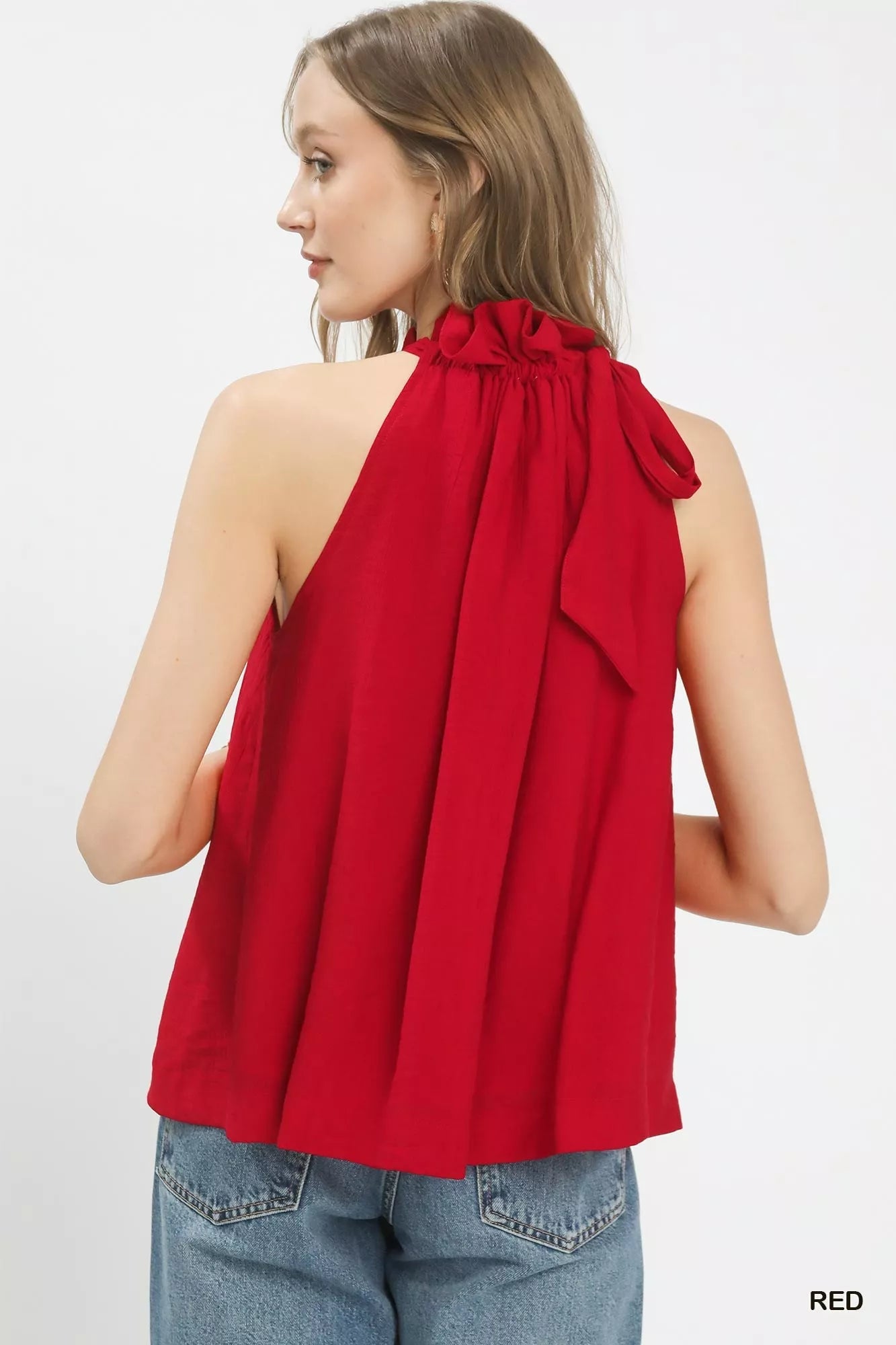 Umgee Tie - Neck Ruffle Halter Boho Top - Bitsy Gypsy Boutique