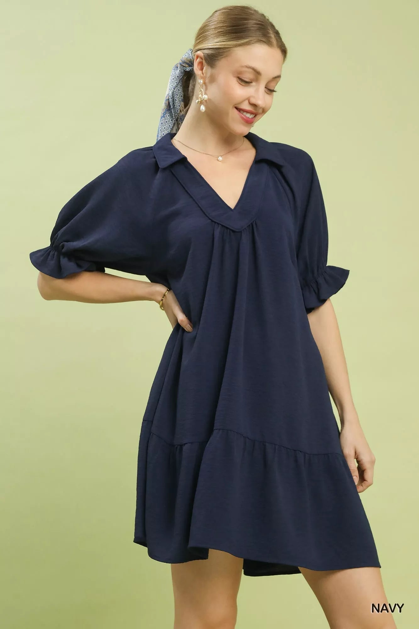 Umgee Tiered Puff Sleeve Babydoll Dress - Bitsy Gypsy Boutique