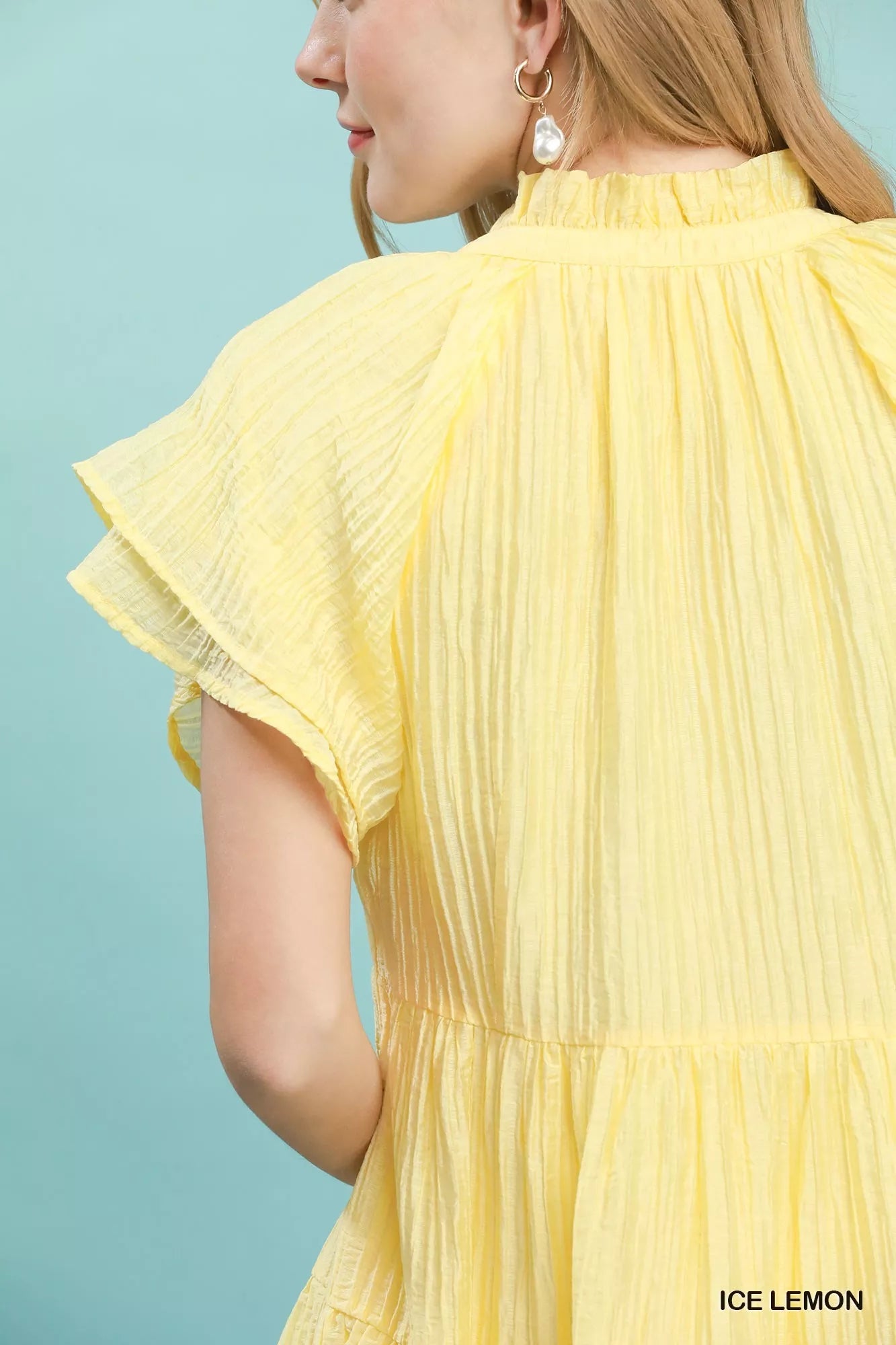 Umgee Tiered Ruffle Sleeve Textured Mini Dress - Bitsy Gypsy Boutique