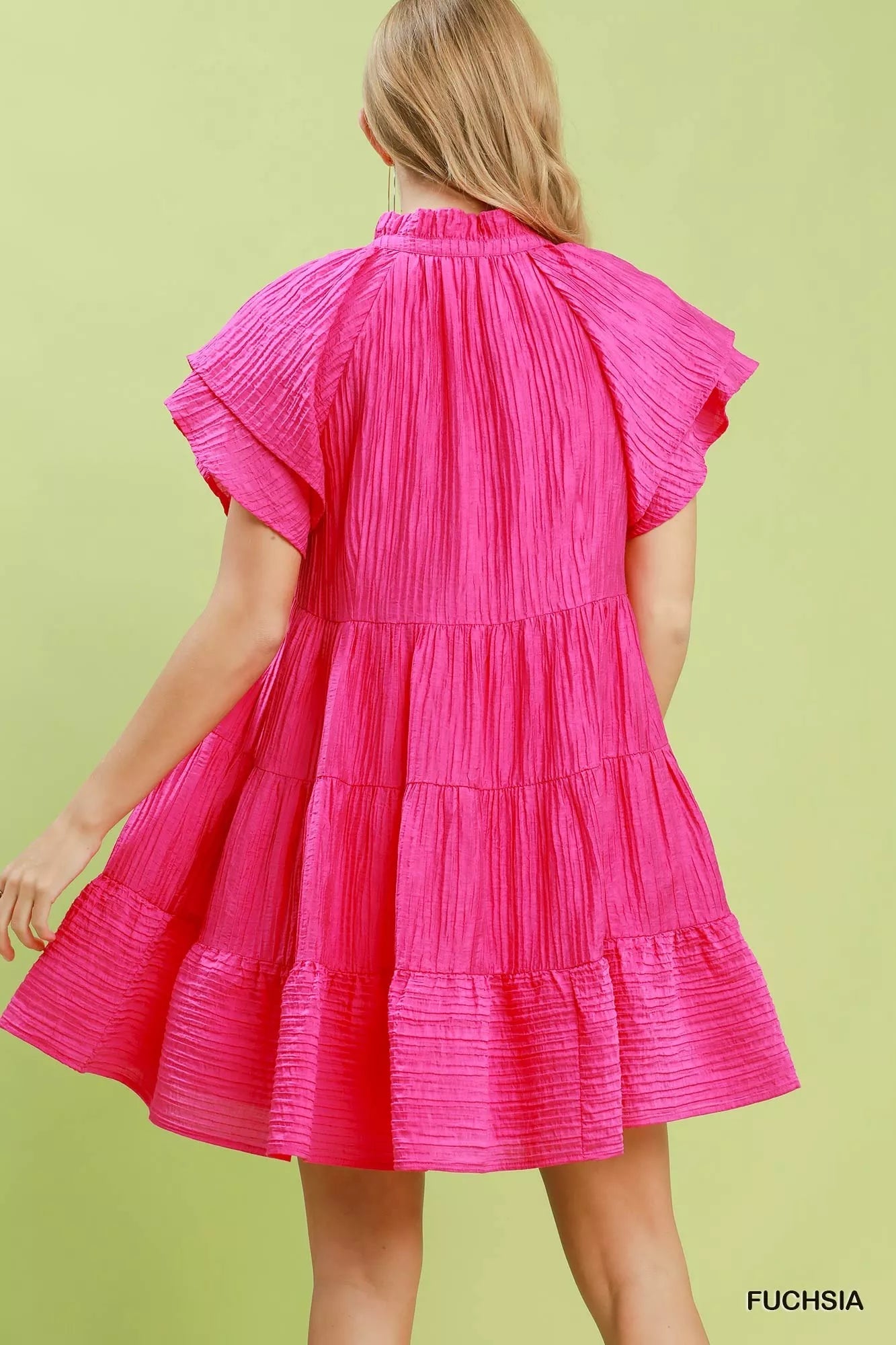 Umgee Tiered Ruffle Sleeve Textured Mini Dress - Bitsy Gypsy Boutique