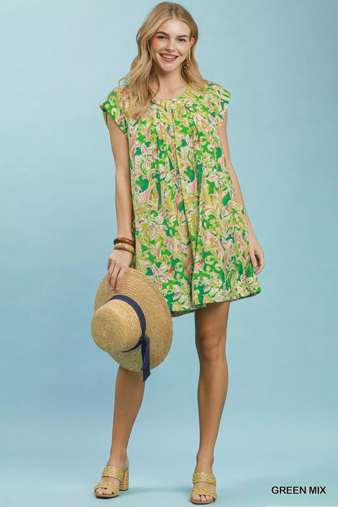 Umgee Tropical Floral Flutter Sleeve Swing Dress - Bitsy Gypsy Boutique