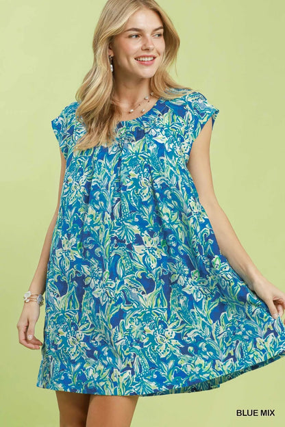 Umgee Tropical Floral Flutter Sleeve Swing Dress - Bitsy Gypsy Boutique