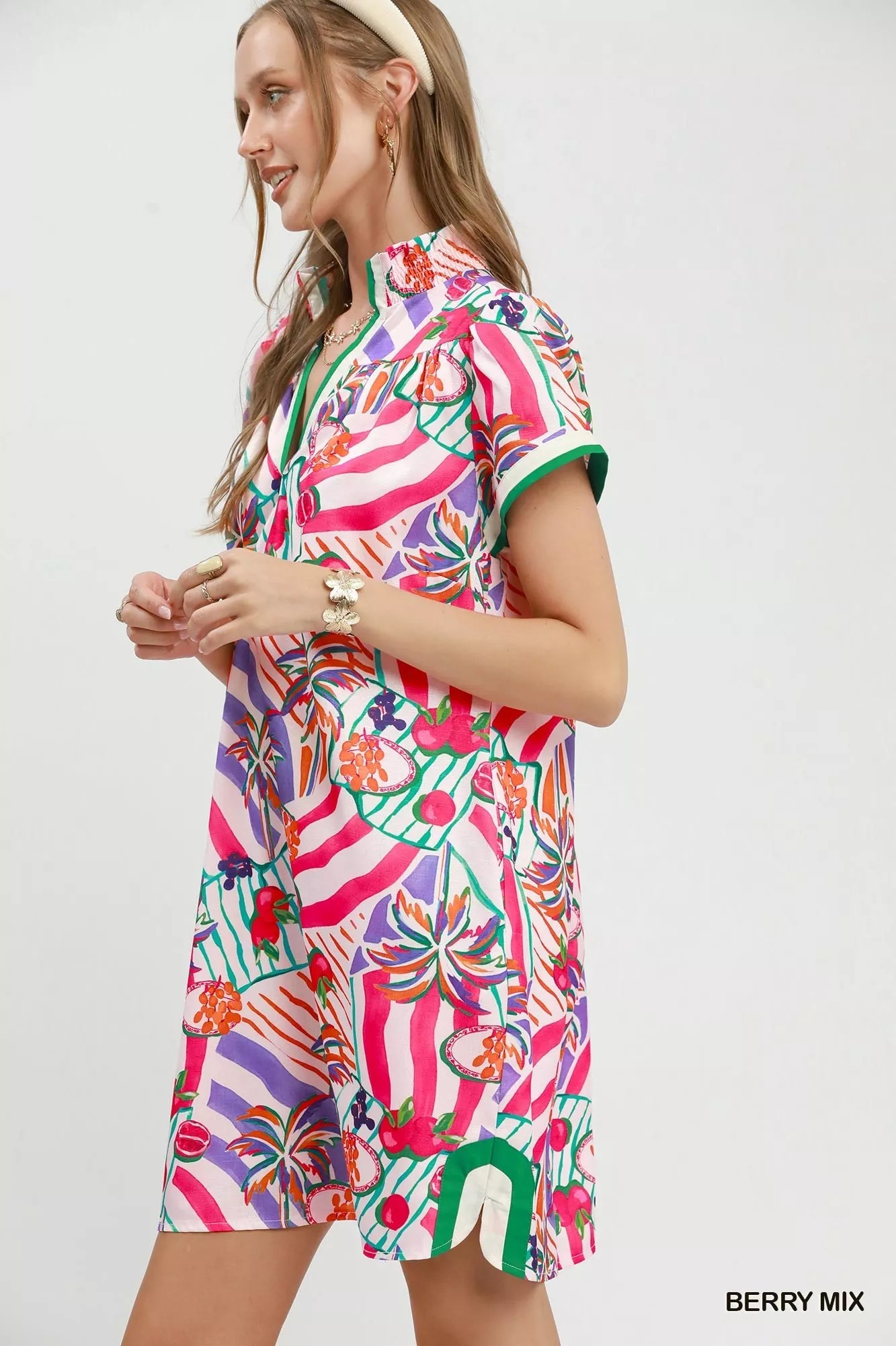 Umgee Tropical Print Collared Shift Dress - Bitsy Gypsy Boutique