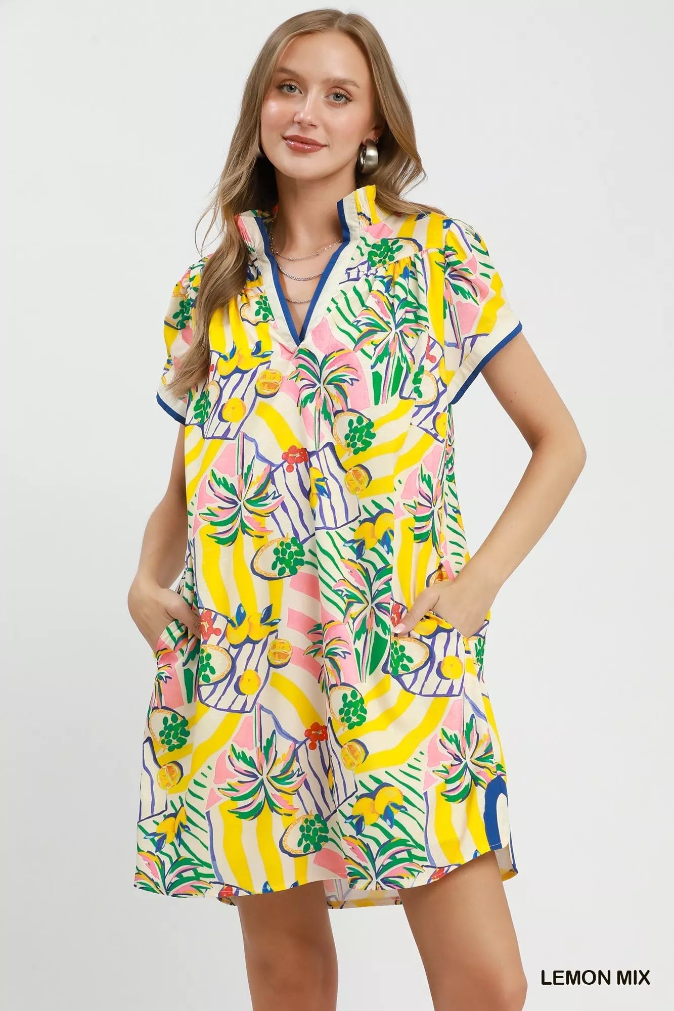 Umgee Tropical Print Collared Shift Dress - Bitsy Gypsy Boutique