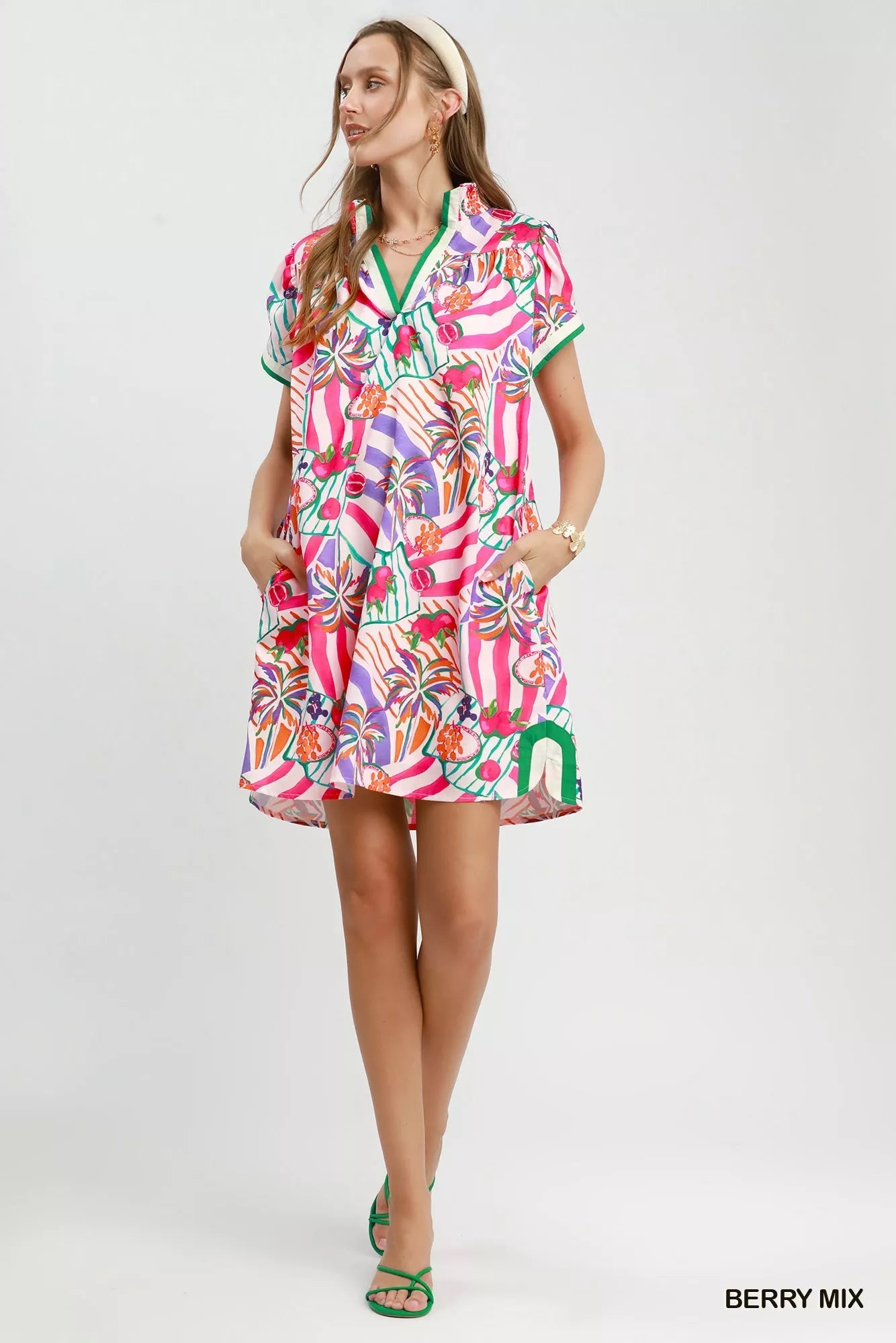 Umgee Tropical Print Collared Shift Dress - Bitsy Gypsy Boutique