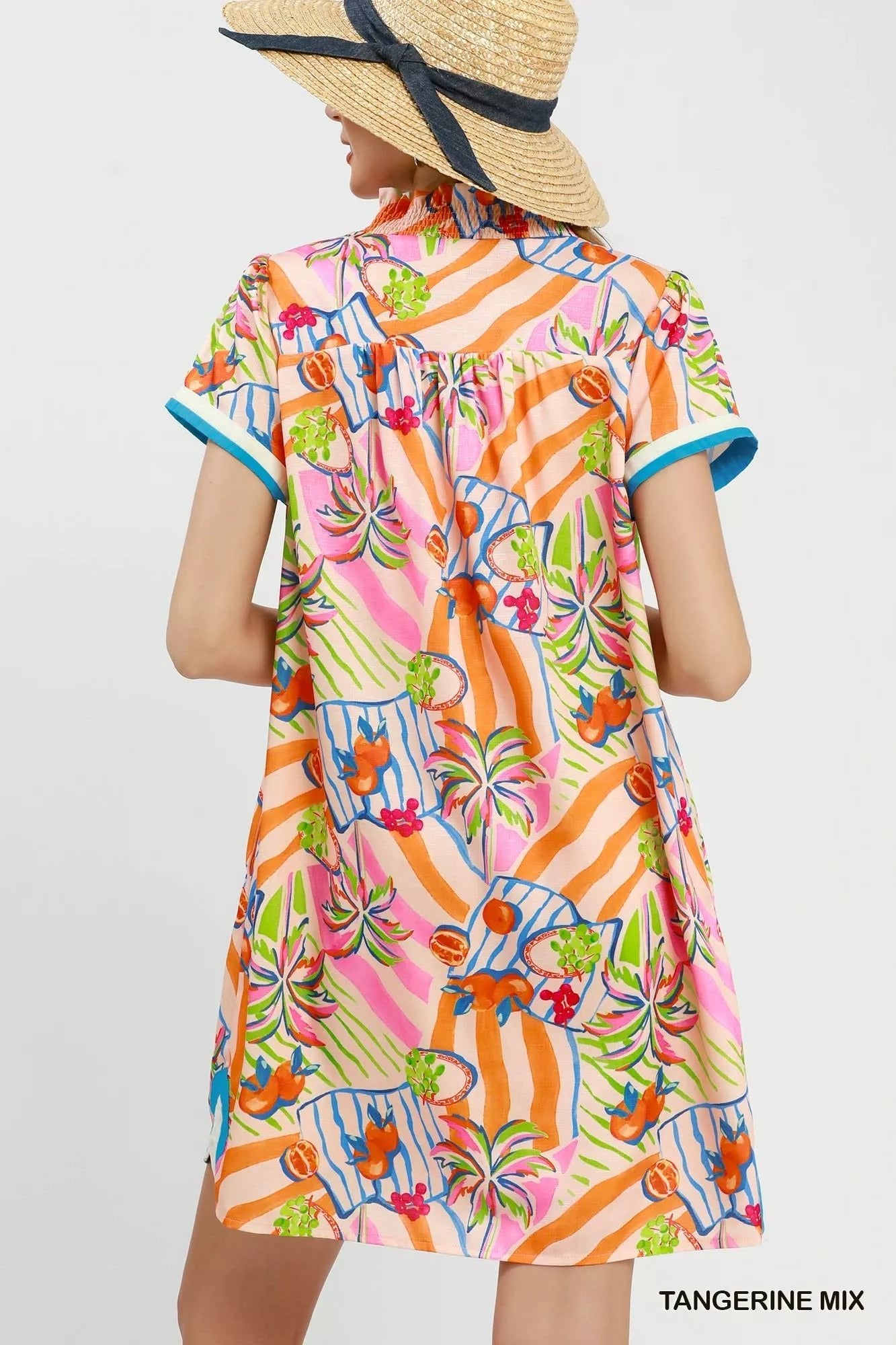 Umgee Tropical Print Collared Shift Dress - Bitsy Gypsy Boutique