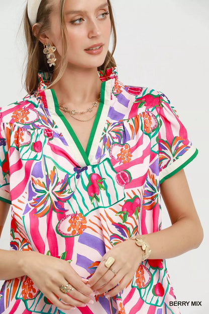 Umgee Tropical Print Collared Shift Dress - Bitsy Gypsy Boutique